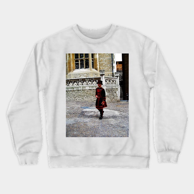 London. Tower of London, a Beefeater. Great Britain 2009 Crewneck Sweatshirt by IgorPozdnyakov